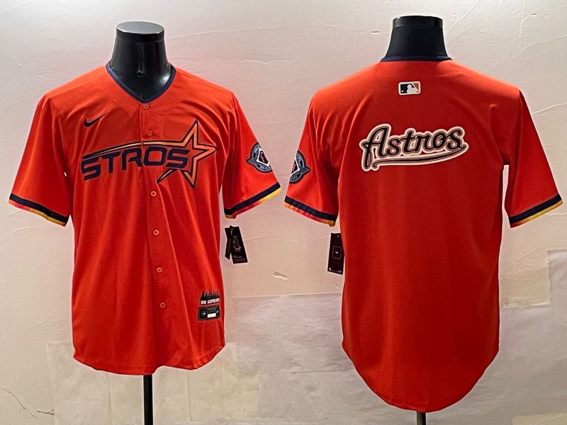 Men Houston Astros Blank Orange Three generations Joint Name 2025 Nike MLB Jersey style 8->houston astros->MLB Jersey
